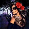 Skull Lady With Cat Paint By Numbers