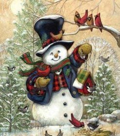 Snowman And Cardinal Paint By Numbers