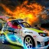 Sport Car on Fire Paint By Numbers