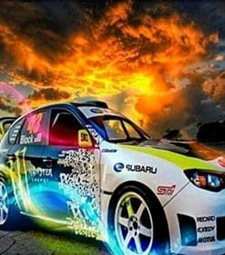 Sport Car on Fire Paint By Numbers