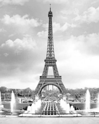 Black And White Eiffel Tower paint by numbers