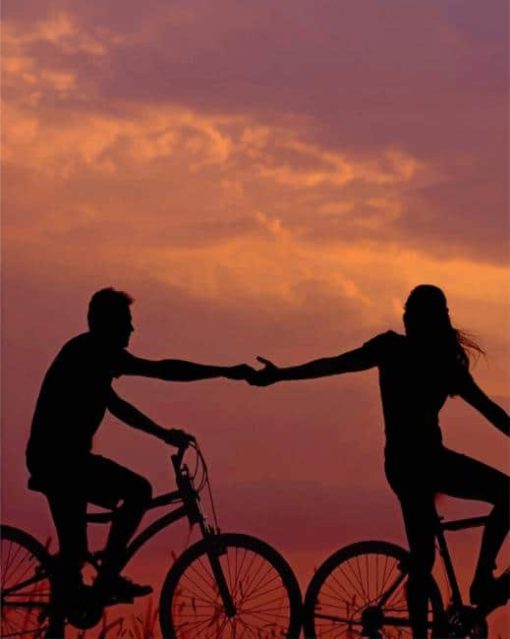 Couple On Bikes Silhouette paint by numbers