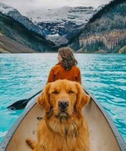 Dog And His Owner In A Boat Paint by numbers