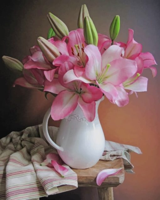 Pink Flowers Bouquet paint by numbers