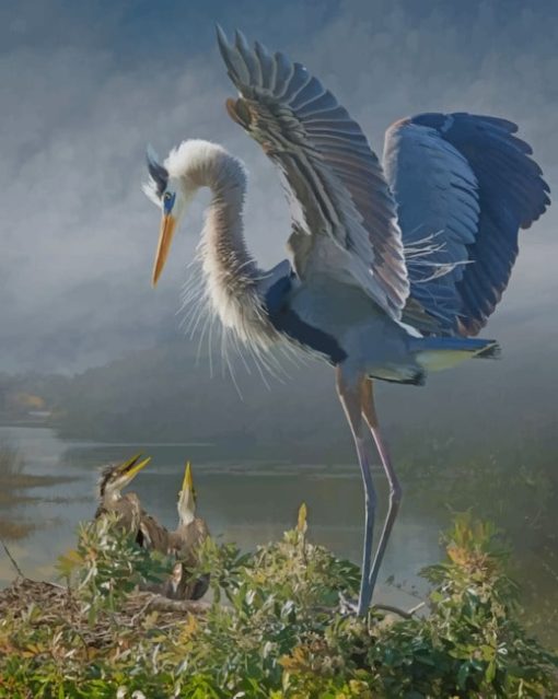 Vintage Great Blue Heron Paint by numbers