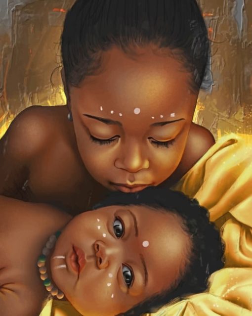 Black African American Kids paint by numbers