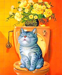 Cat In The Bathroom Paint by numbers