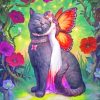 Fairy Butterfly Hugging A Black Cat Paint by numbers