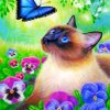 Cat And Blue Butterfly Paint by numbers