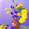 Yellow And Purple Flowers Paint by numbers