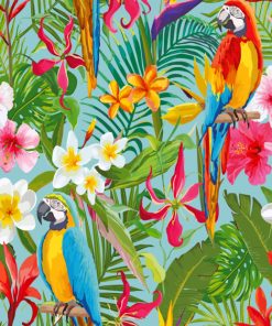 Tropical Parrots Art paint by number