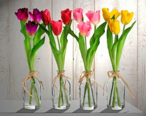 Tulips In Glass Vases paint by number