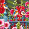 Bluebirds Garden Flowers Paint by numbers