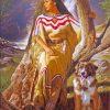 Native Woman And Dog Paint by numbers