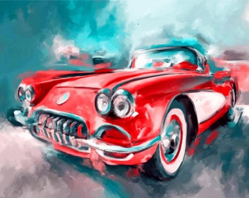 Red Vintage Car Paint by numbers