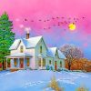 Winter Snow Cottage Paint by numbers