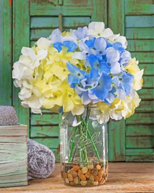 Hydrangeas In Jar Paint by numbers