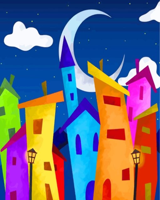 Colorful Buildings Art Paint by numbers