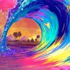 Illustration Colorful Wave Paint by numbers