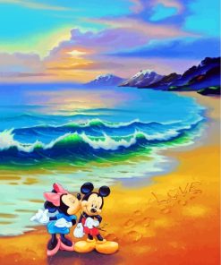 Mickey And Minnie Mouse In Beach Paint by numbers