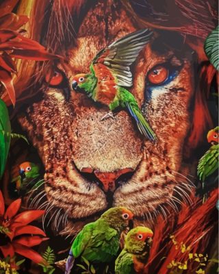 lion-and-parrots-paint-by-numbers