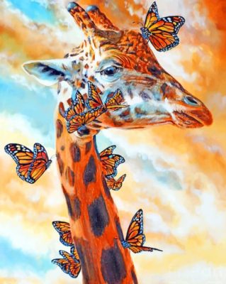 Giraffe-and-Monarch-Butterflies-paint-by-numbers