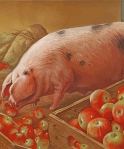 Pig Eating Apples Paint by numbers