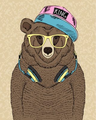 Bear With Headphones Paint by numbers