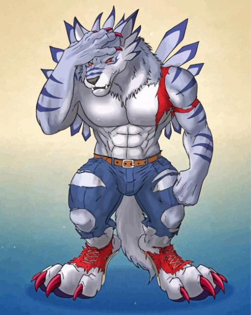 Weregarurumon Digimon Character Paint by numbers