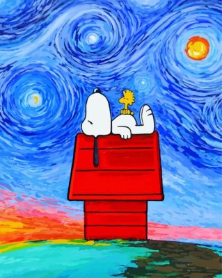 Snoopy Starry Night paint by number