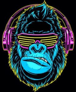 Gorilla Headphones Illustration paint by numbers