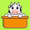 Cow In Bath Tub Cartoon Paint By Numbers