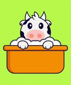 Cow In Bath Tub Cartoon Paint By Numbers