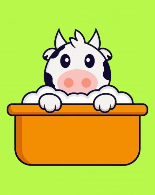 Cow In Bath Tub Cartoon Paint By Numbers