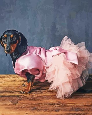 Dog In Pink Dress Paint By Numbers