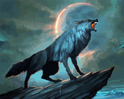 Fenris Wolf At Night Art Paint By Numbers