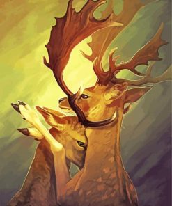 Gold Deers Hug Paint By Numbers