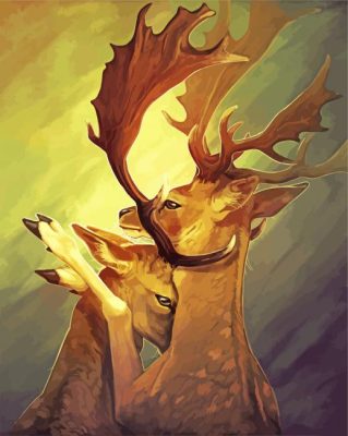 Gold Deers Hug Paint By Numbers