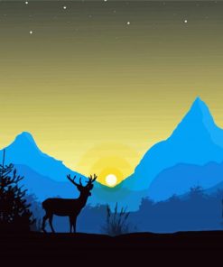 Illustration Sunrise Deer Paint By Numbers