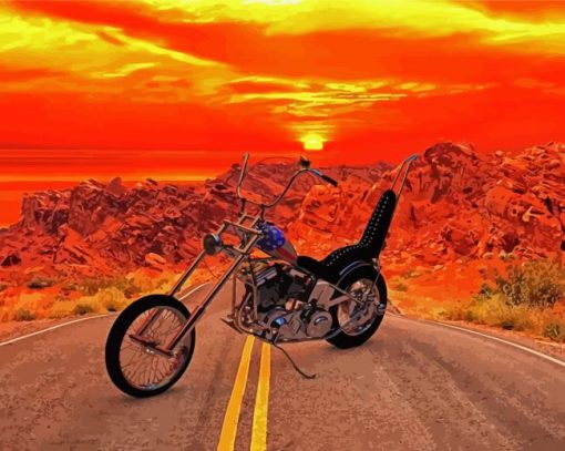 Sunset Motorbike Paint By Numbers