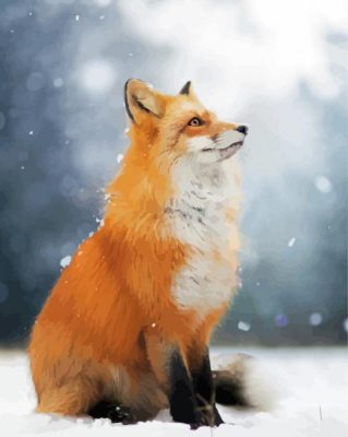 Cute Fox In Snow Paint By Numbers