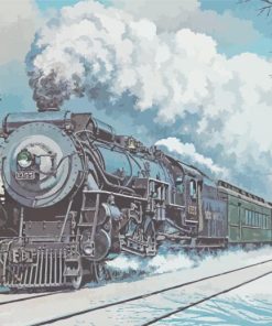 Vintage Train In Snow Paint By Numbers