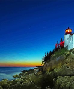 Bass Harbor Lighthouse At Night Paint By Numbers