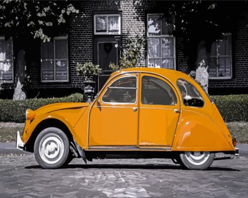 Black And White Yellow Citroen 2cv Paint By Numbers