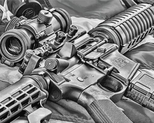 Black And White AR 15 Paint By Numbers