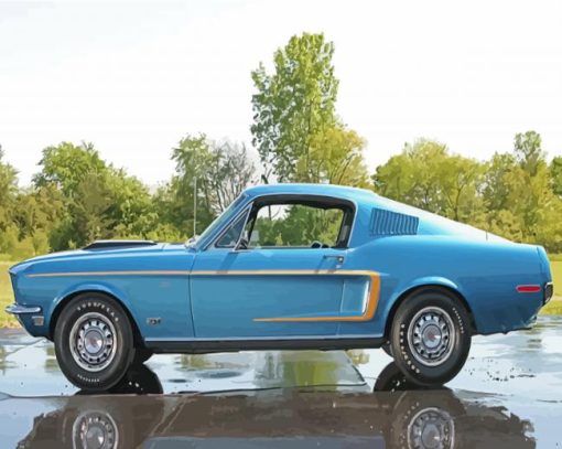 Blue Classic Ford Mustang Paint By Numbers