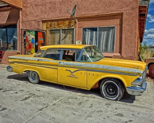 Classic Yellow Taxi Cab Paint By Numbers