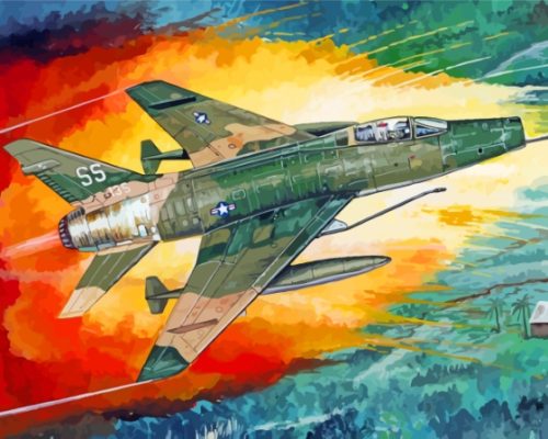 F100 Super Sabre Aircraft Art Paint By Numbers