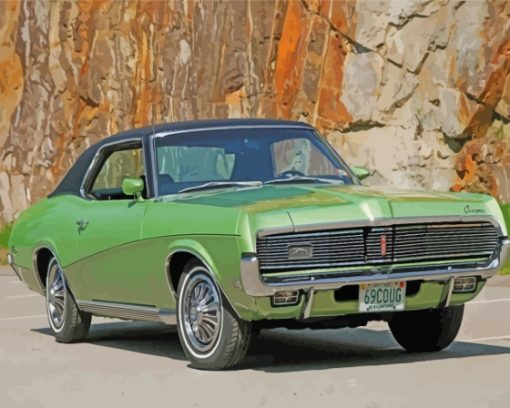 Green Mercury Cougar Classic Car Paint By Numbers