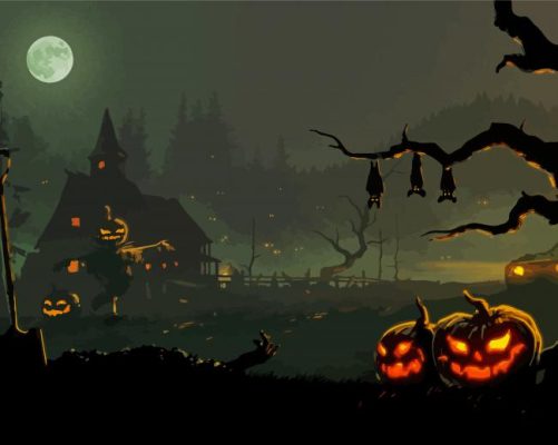 Halloween Night Landscape Paint By Numbers